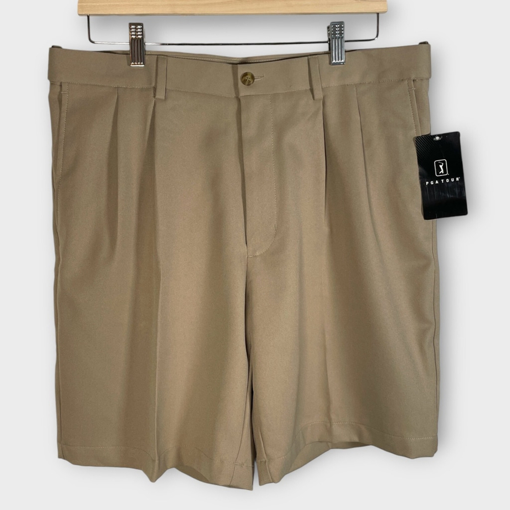 PGA TOUR Golf Shorts Mens 34 Tan UV 50 Moisture Wicking Performance NEW